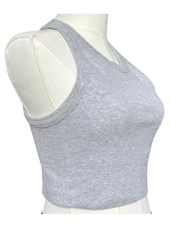 Alo Yoga High Neck Crop Tank Ribbed Seamless Gray S - Picture 5 of 9